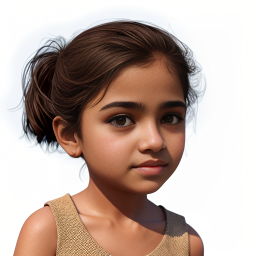 little brown girl with brown hair and brown eyes realistic cartoon