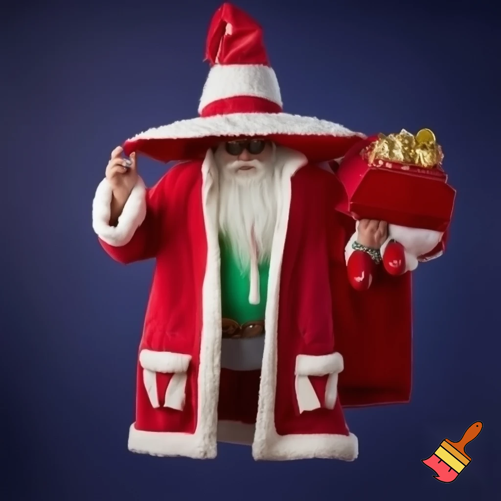 A wizard jacket Christmas jacket Santa Claus wizard Christmas shoes Christmas wizard hat a large one
