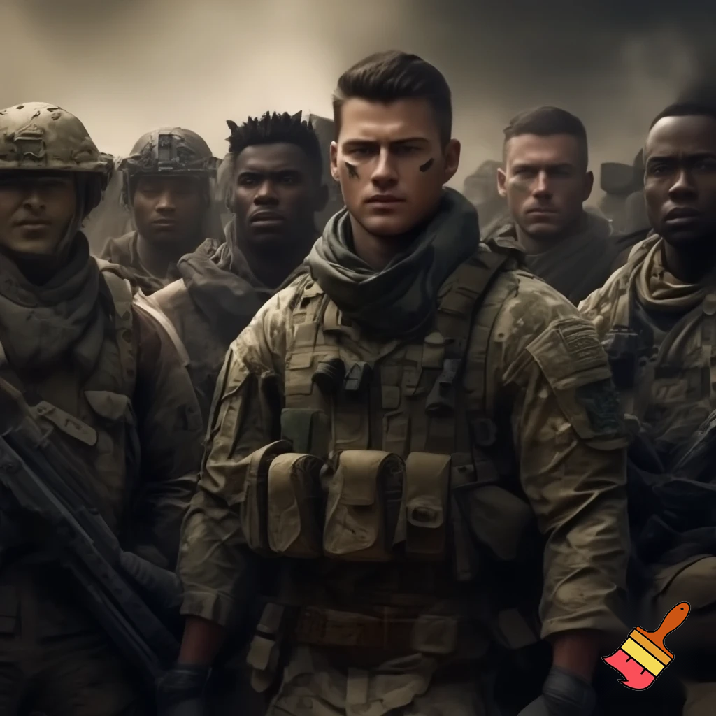 crea immagine fotorealistica gruppo di soldati