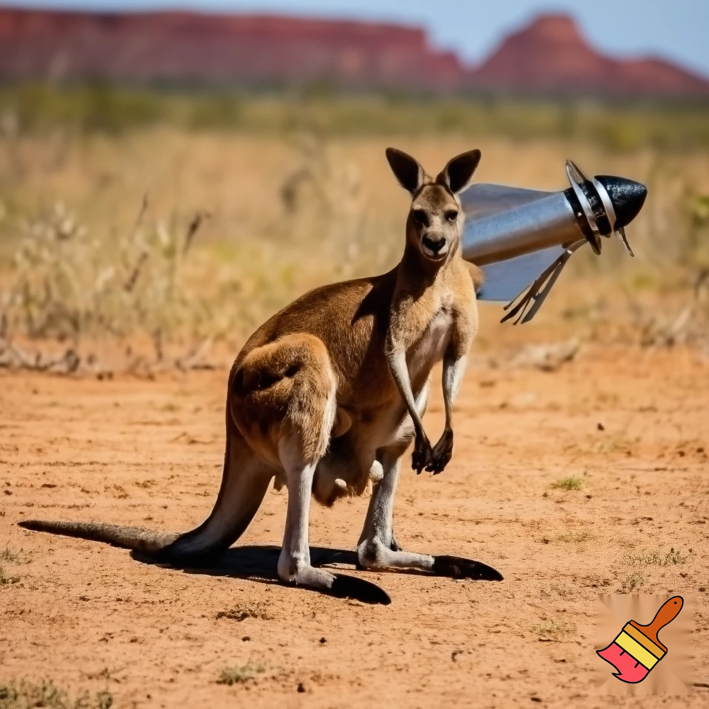 Kangaroo with a rocket 
For  a tail  