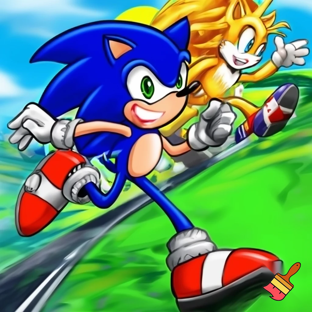 A sonic the hedgehog with running race