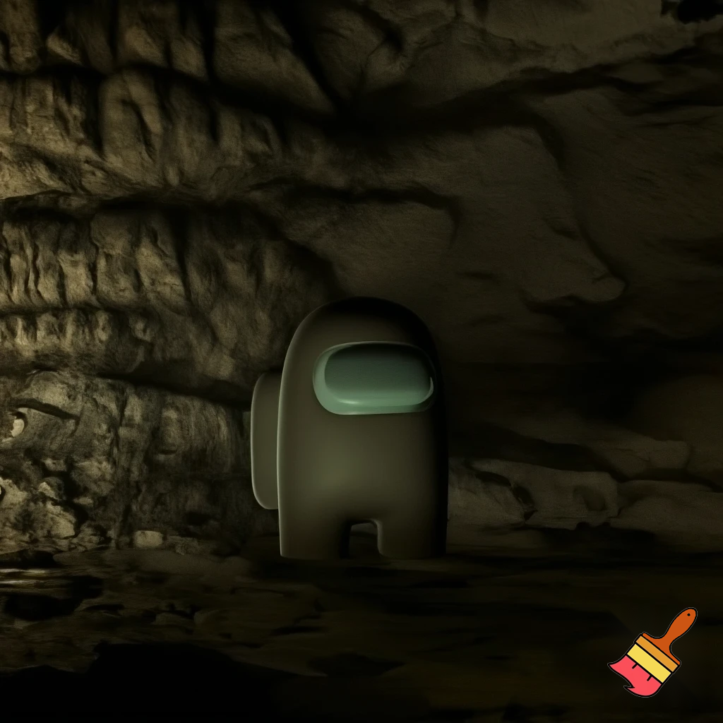 stereogram of a cave that is also a crewmate from among us