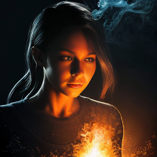 An 8K ultra-realistic, 9:16 vertical cinematic portrait that transforms the provided female model while maintaining 100% absolute likeness. The model features smooth skin tones and a piercing, symmetrical gaze directed at the camera. Her physical form serves as the conduit for a dramatic elemental split: the left side of her torso and face is wreathed in roaring, hyper-detailed orange and yellow flames, while the right side is encased in crystalline, splashing cerulean water and translucent ice droplets. Her hair is light and wispy, appearing to dissolve into rising smoke on the fiery side and shimmering mist on the aquatic side. The shot is a medium close-up with a shallow depth of field, utilizing high-contrast cinematic lighting to emphasize the clashing textures of flickering embers and refractive liquid. The primary setting is a dark, atmospheric void where the foreground is cluttered with floating sparks, glowing cinders, and suspended water molecules. There are no written mediums or canvases, only the raw interaction of fire and water scatter swirling around the subject’s shoulders and hands in a display of photorealistic power. 