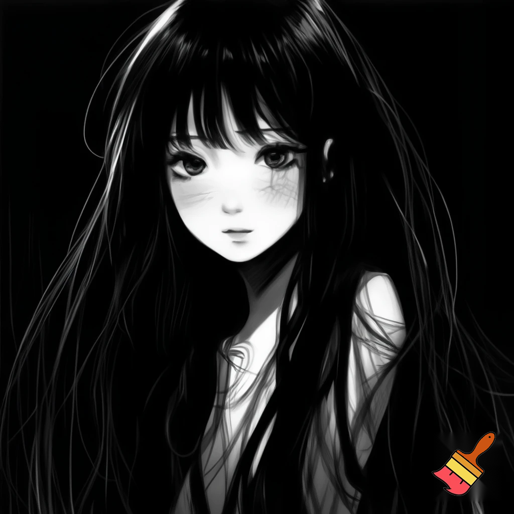 fait la en noir et blanc et plus style manga c une fille cheuveux long et tres 
ebourife   adolessante de 16 ans tres serieuse




