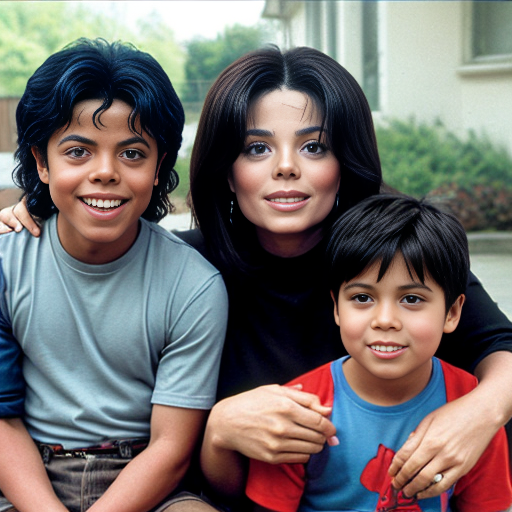 genreate a image of micheal jackson and esptein with kids
