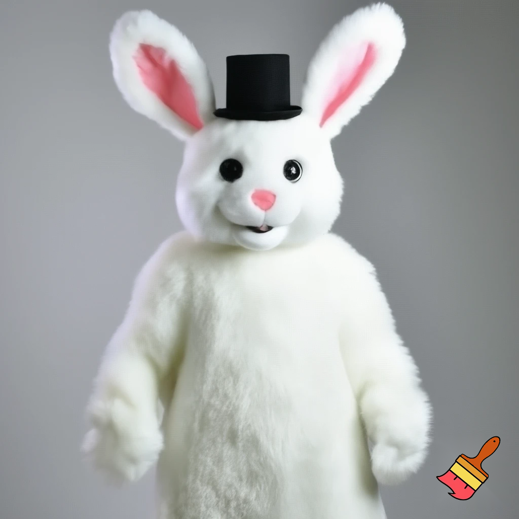 Easter bunny mascot costume top hat mascot costume white