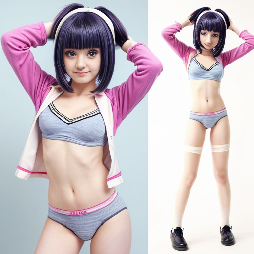 Anime girl 20 years old so cool and cute with cool underwear clothes do cool poses