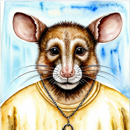  rat, evil, sinister, wearing prison outfit, mugshot style, no human, gold chain

