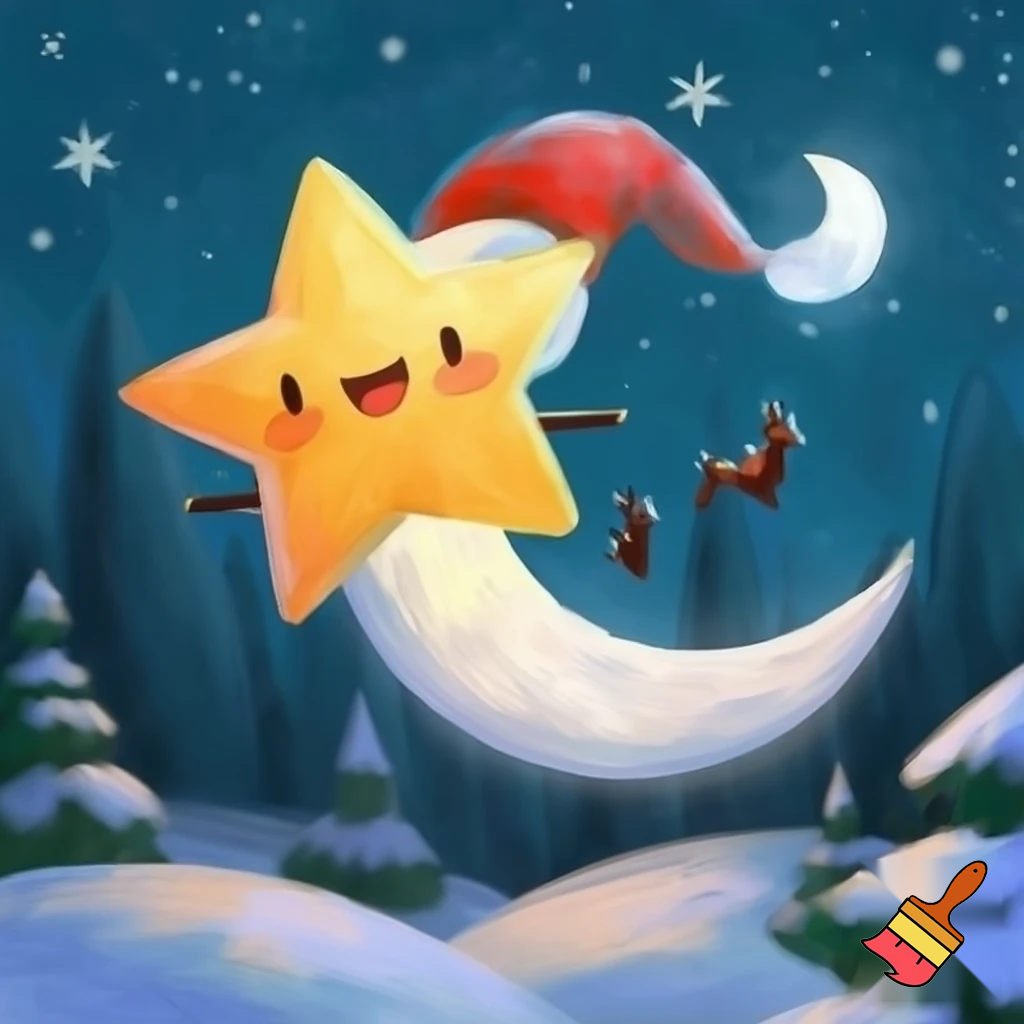 Star and the moon christmas cartoon