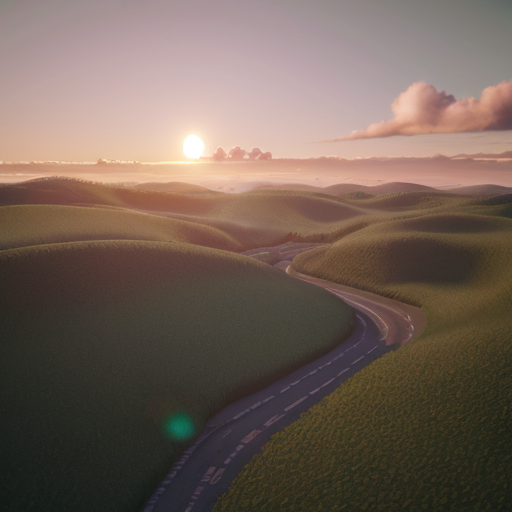 liminal space, dreamcore Whimsical, dreamlike aerial view of rolling green hills dotted with small houses, dramatic cumulus clouds illuminated by golden hour sunlight, Studio Ghibli inspired, painterly, soft focus, vibrant emerald greens and pastel sunset hues, serene atmosphere, cinematic wide shot, high detail, octane render --ar 9:16 --v 6 --style raw
