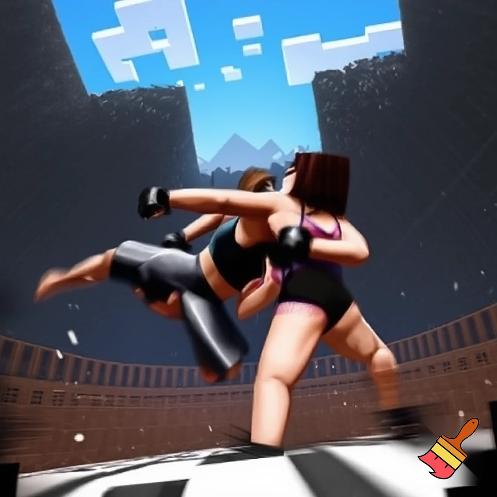 A female mma match in minecraft 