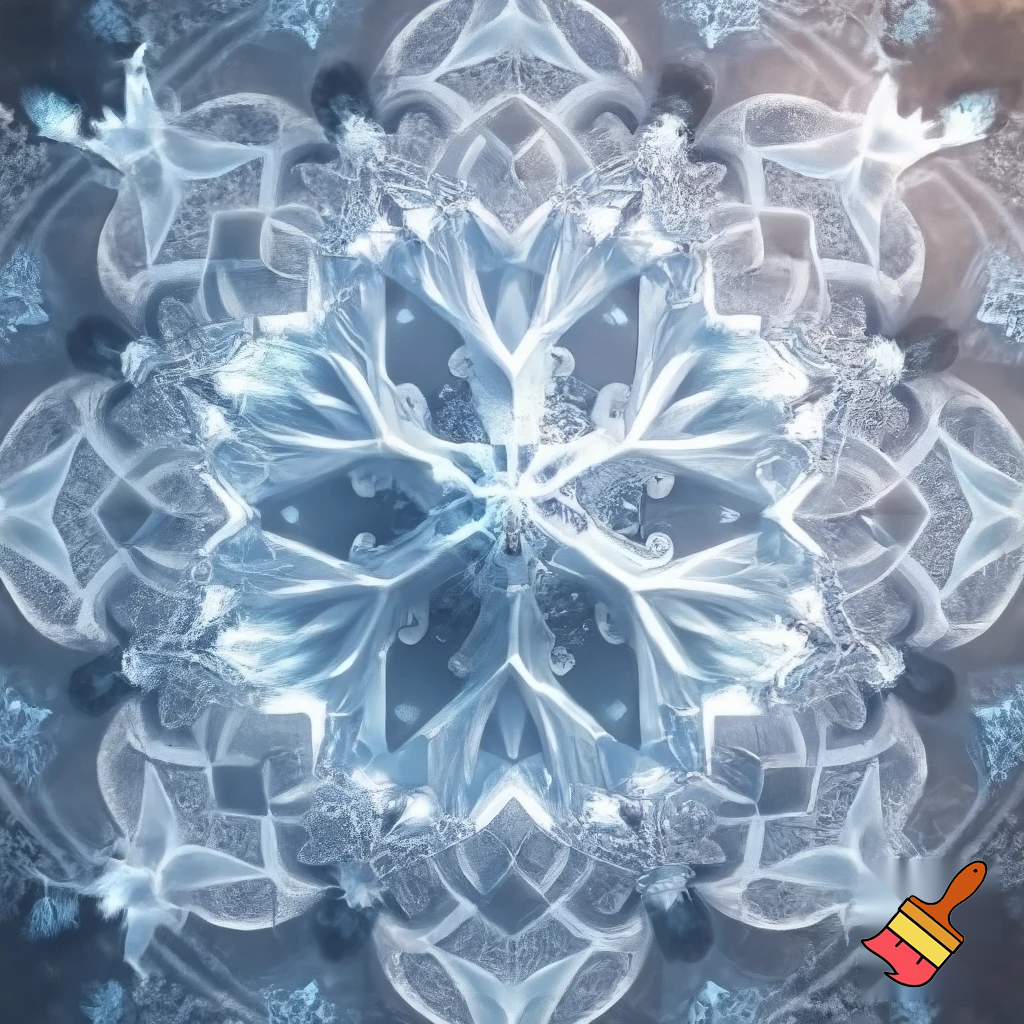 O mandală cu motivul central un fulg de zăpadă