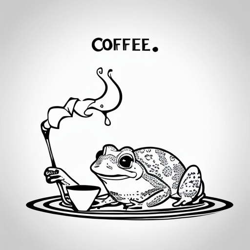 A hillarious, funny boho toad with some hippie colored coffee cups. Psychedelic decorated background.