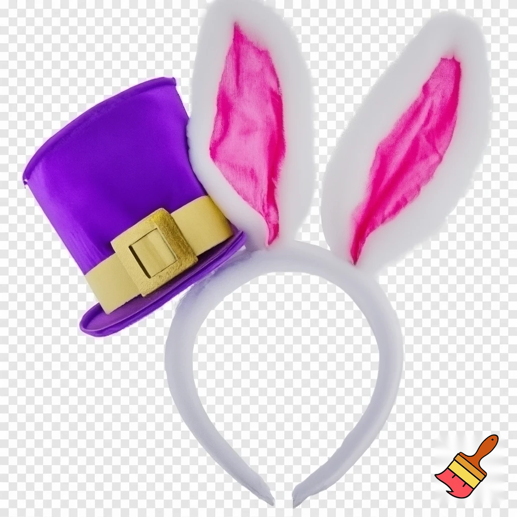 Easter top hat headband Easter bunny headband, purple and white with gold