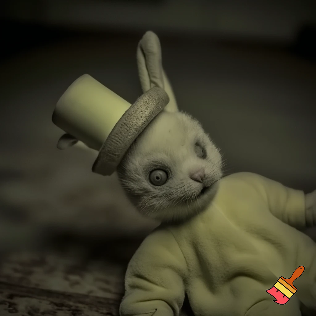 Easter bunny mascot top hat costumes🏰🚪 Easter bunny creepy toy