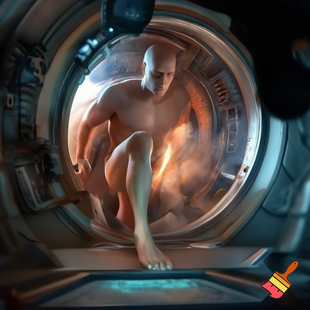 Chapter 1 — The Pod

Compact prompt:
Sterile sci-fi awakening scene — a single pod opens, warm vapor spilling out, shard of sterile light tracing curved glass with complex alien hight tech machine and tools, a proper well built muscular male humanoid stepping out: naked but composed, blank expression, clean metallic interior with glowing diagnostic glyphs underfoot, cinematic close-up, photo-realistic + painterly blend.

Settings / Steps:

Aspect ratio 4:5 (portrait) for character focus.

Camera: slightly low, 3/4 view to show pod interior and diagnostics.

Emphasize skin texture + subtle mechanical seams.

Add small depth-of-field to isolate subject.


Negative prompt: mutated hands, extra limbs, bad anatomy, cartoonish, watermark, extra fingers

Variations: silhouette profile, half-lit face, higher contrast for a dramatic poster.