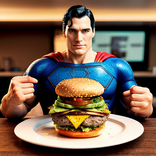 superman eating a burger