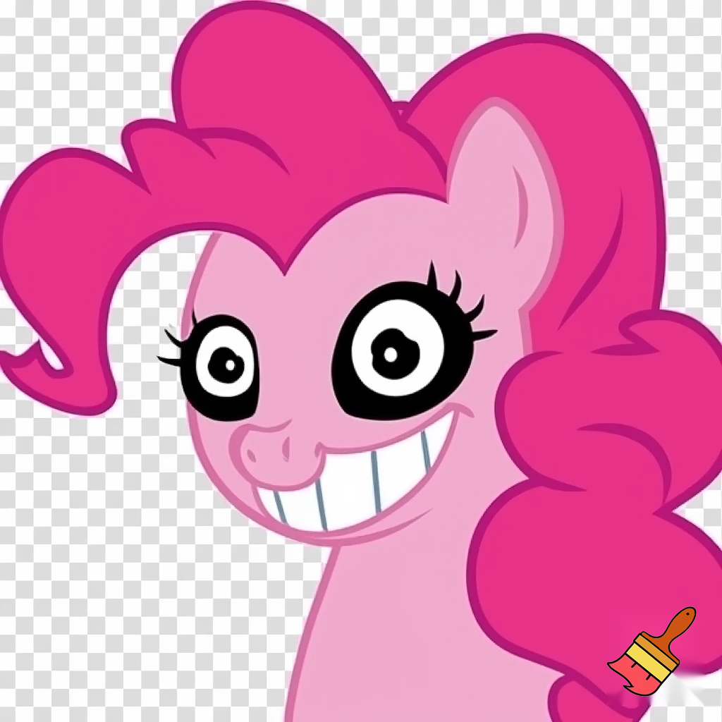 A pinkie pie with a smile teeth creepy eyes