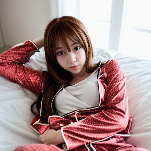 anime girl with red pajamas laying down
with white shirt


