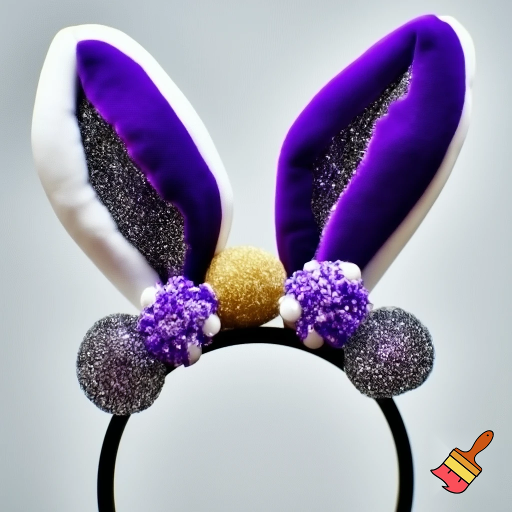 Special top hat headband Easter headband with rabbit, ears, purple and white purple and white with glitter velvet golden purple and white with glitter silver