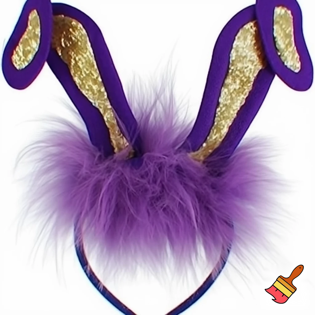 Easter bunny top hat headband, purple, purple and white with gold
