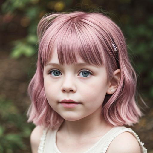 little girl real live pink hair with star clipes