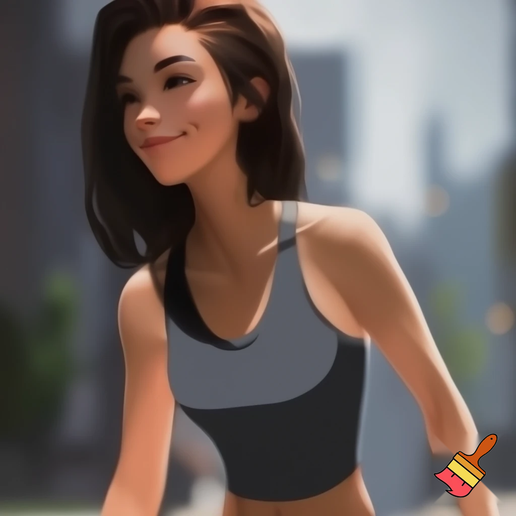 full body view of teenage girl in a tank top