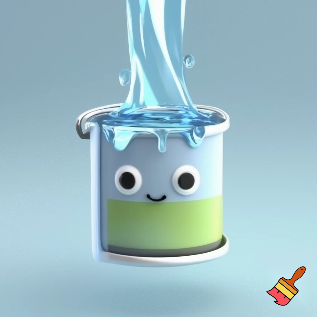 make a water based paint can cartoon character....it should be obvious that the paint can is a paint can but with water based paint (environemntally friendly)
