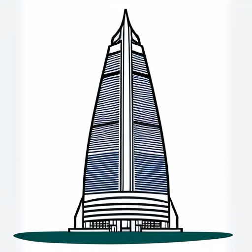 Neon animated blue skyscraper 