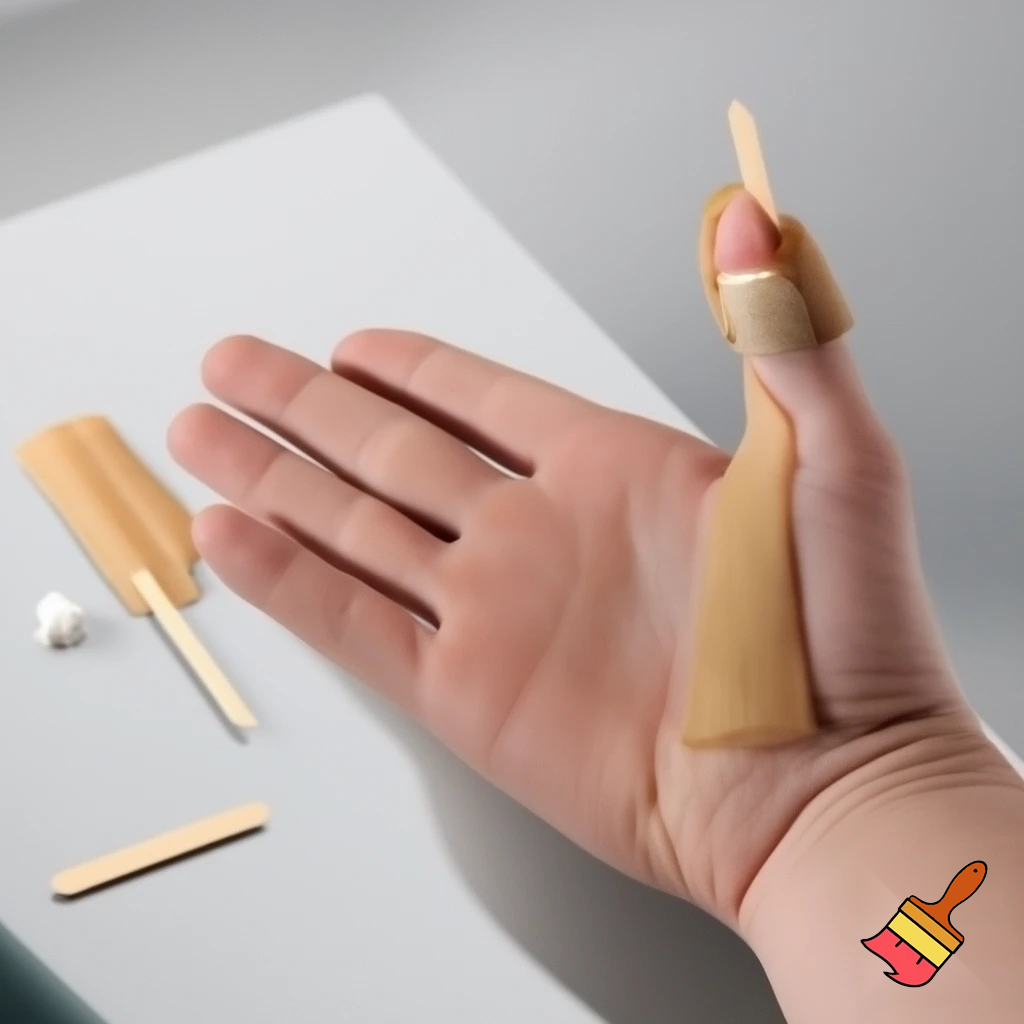 Create a clear step-by-step instructional medical video showing how to immobilize a fractured thumb using a crepe bandage and an ice-cream stick at home. 
The video should have a clean table, proper lighting, and a close-up view of the hand.

Scene 1: Introduction 
Show a hand with mild swelling at the thumb. Display text: “Thumb Immobilization with Crepe Bandage – Home Method.”

Scene 2: Materials
Show crepe bandage (6–8 cm), 1–2 ice-cream sticks, micropore tape, small cotton piece.

Scene 3: Thumb Position
Show the thumb kept in a slightly bent functional position, wrist neutral. Text: “Keep the thumb slightly bent.”

Scene 4: Start Bandaging
Wrap the crepe bandage around the wrist 2–3 times to create a base. Close-up camera angle.

Scene 5: Place Ice-Cream Stick
Option A: Place the ice-cream stick along the side of the thumb.
Option B: Place the stick under the thumb.
Add cotton under the stick for comfort.
Show it visually.

Scene 6: Fix with Tape
Use micropore tape to lightly fix the stick so it does not move.

Scene 7: Figure-8 Bandaging
Demonstrate wrist → thumb → wrist → thumb looping in a figure-8 pattern 6–8 times.
Text: “Repeat 6–8 times.”

Scene 8: Locking the End
Secure the final layer around the wrist with a clip.

Scene 9: Final Check
Show stabilized thumb, no movement, good support.
Text: “Do not make it too tight. Check for numbness or color change.”

Scene 10: Outro
Show final immobilized thumb. Text: “Use for 2–3 weeks. Consult a doctor if pain increases.”