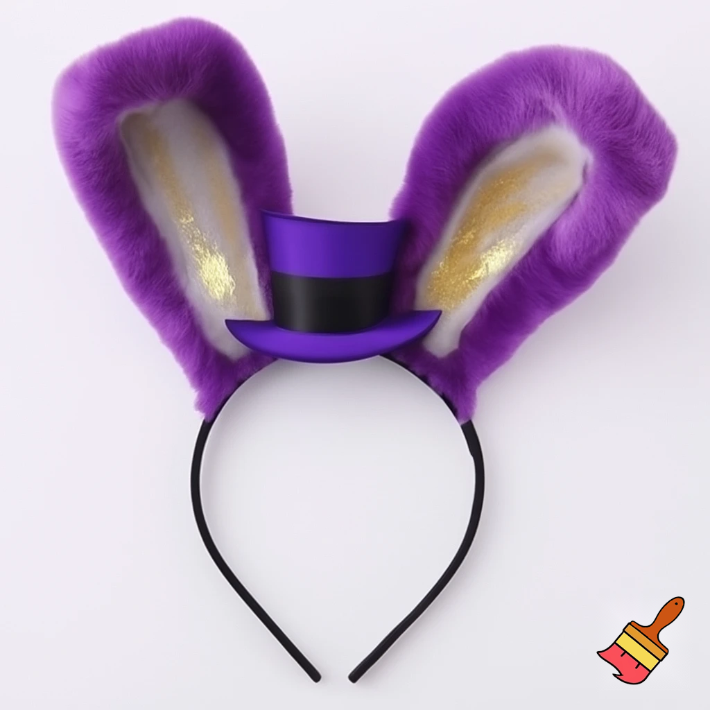 Easter bunny top hat headband, purple, purple and white with gold