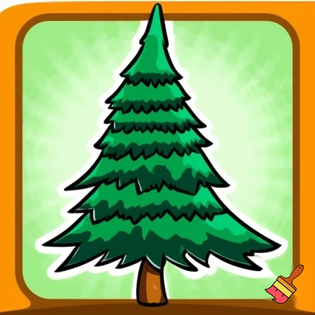icon of fir tree in cartoon style