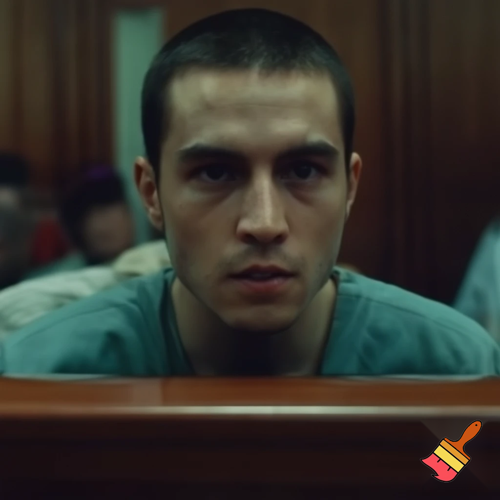 Portretul unui bărbat tânăr încă, cârciumar,bine făcut, copleșit de vină și griji, aflat în boxa acuzaților, la propriul său proces. 