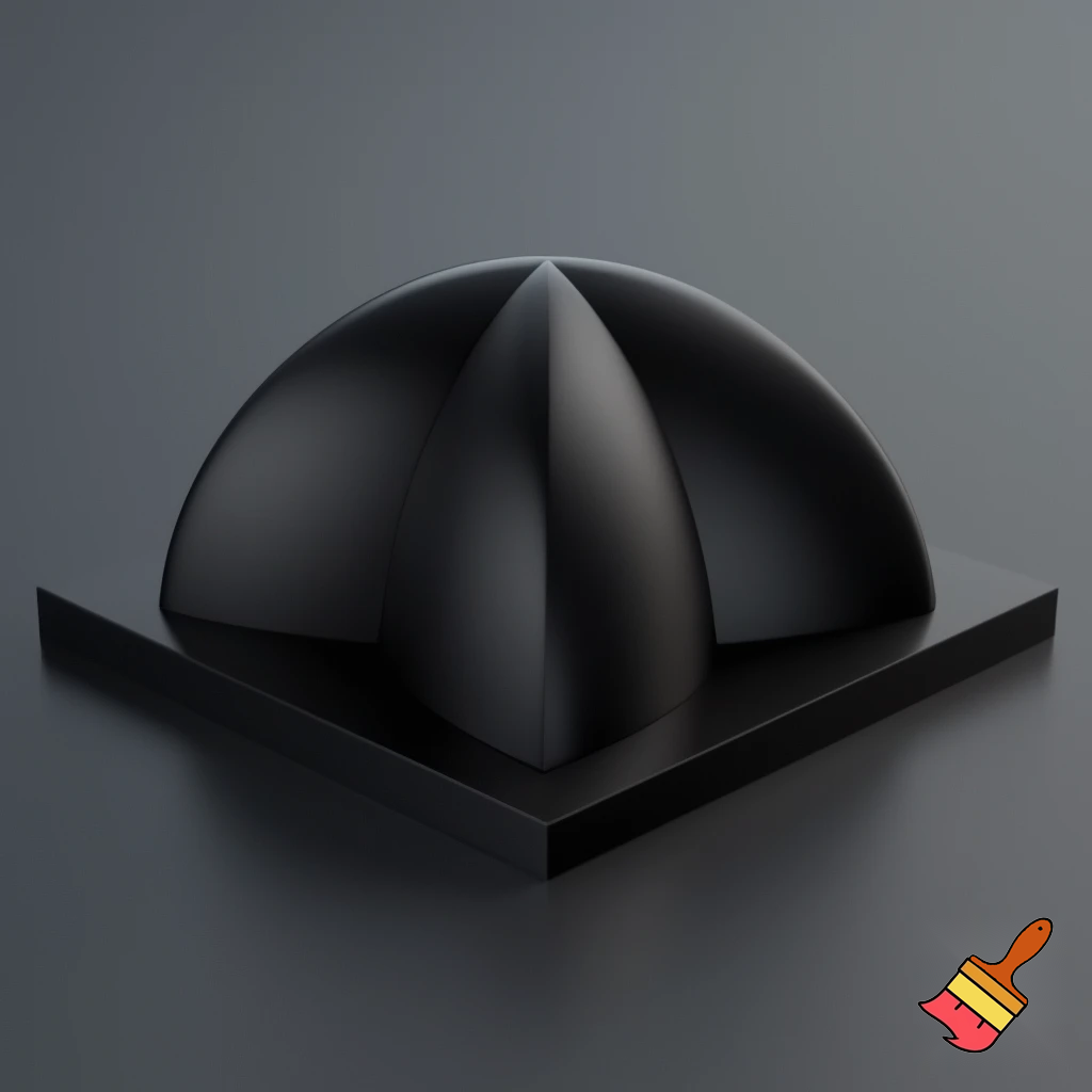 A three-dimensional shape with a flat, plane-like base and four distinct corners. From each edge of the base, a smooth, dome-like curvature gently rises and blends into a continuous, rounded form, dome-like appearance."