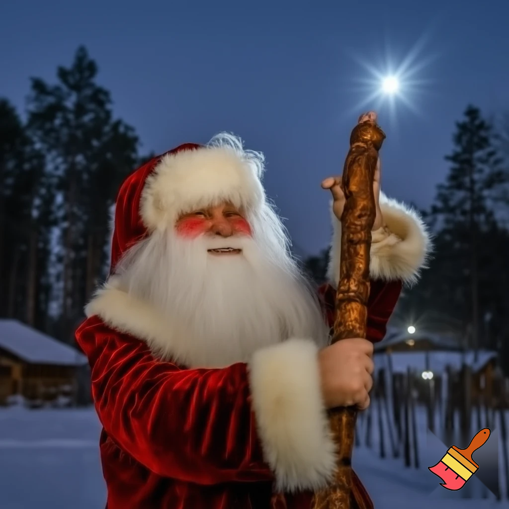 Santa Claus, Russia walking stick with the start the real Santa Claus
A star