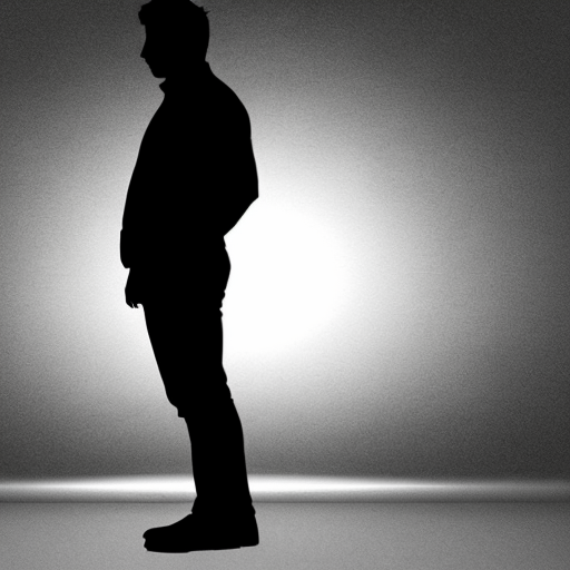 Male full body side angle silhouette black silhouette