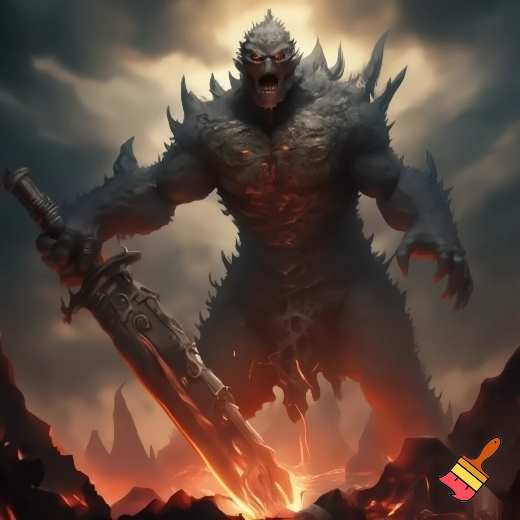 a monster with a sword