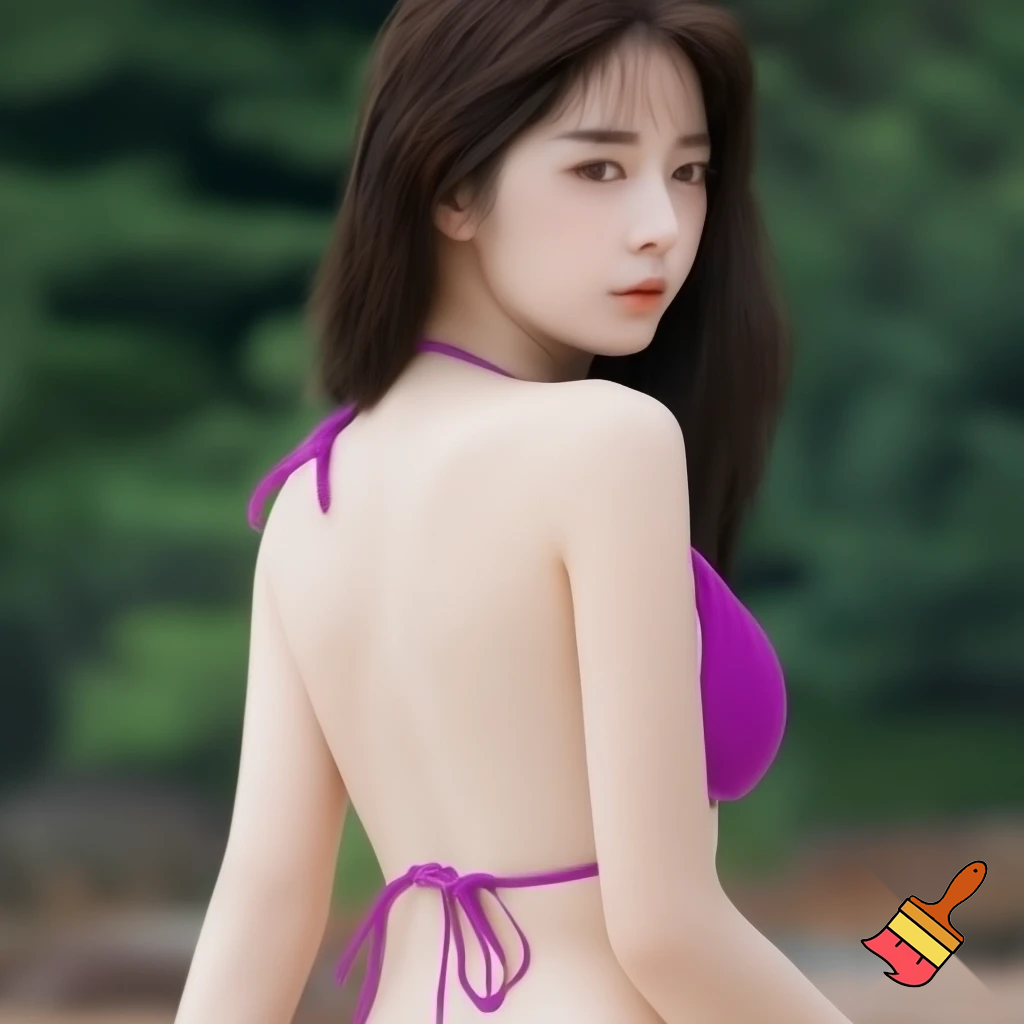 Korean hot bikini girl from back Fac towards me