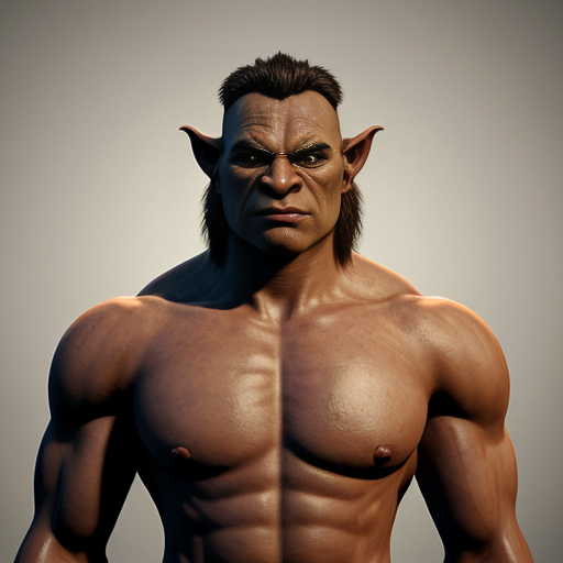 Buff young Man, about 21, turning into a modern day orc