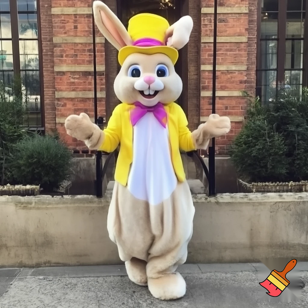 Easter bunny mascot top hat costume