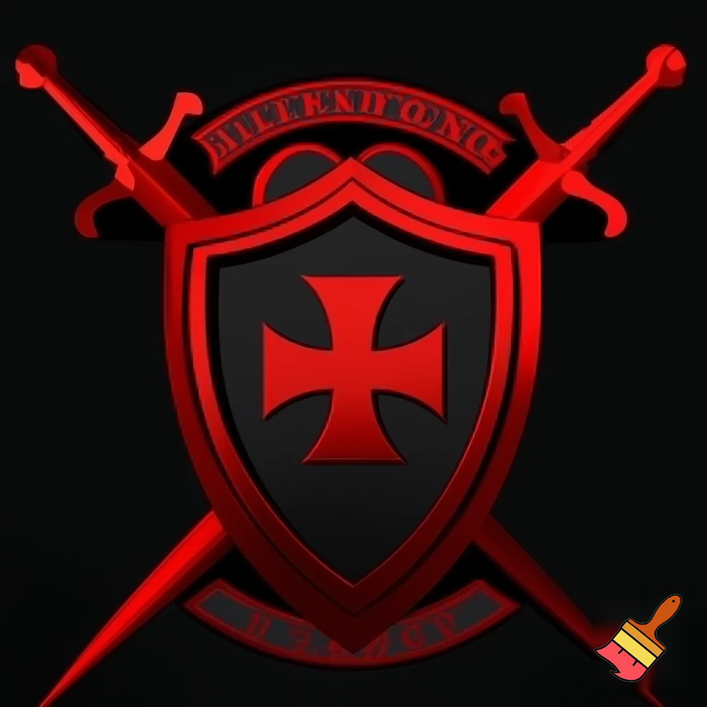 Counseling office logo that says fairview counseling with a templar night and a heart pt something somewhere to show the counselors care about the school. Red and black theme add fairview counseling to it and put the templar shield and swords behind it 
