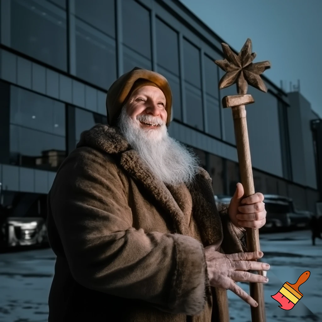  Santa Claus, Russia walking stick with a star shopping centre the real Santa Claus