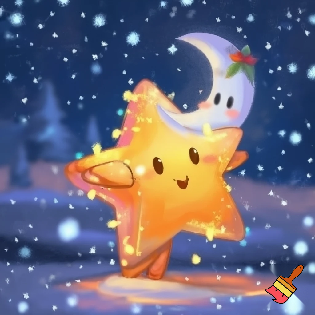 Star and the moon christmas cartoon