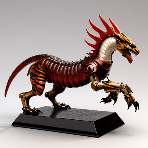 Chinese mythology mecha toy, combination of five divine beasts: dragon, turtle, tiger, phoenix, qilin. Glossy PVC plastic机甲 figure, shiny reflective surface, mechanical details, joints, armor plates, bright studio lighting, isolated white background, 3d render, product photography, highly detailed.