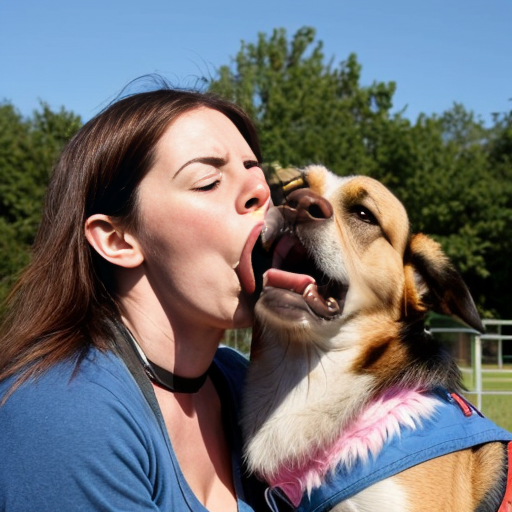 10 metre high dog licking a woman 