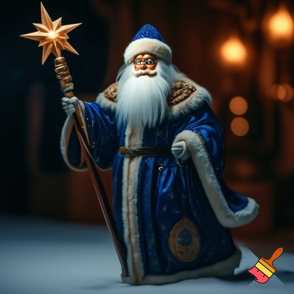 Russian Santa Claus magic one staff walking stick with a star real Santa Claus, Santa Claus the real person Santa Claus glasses