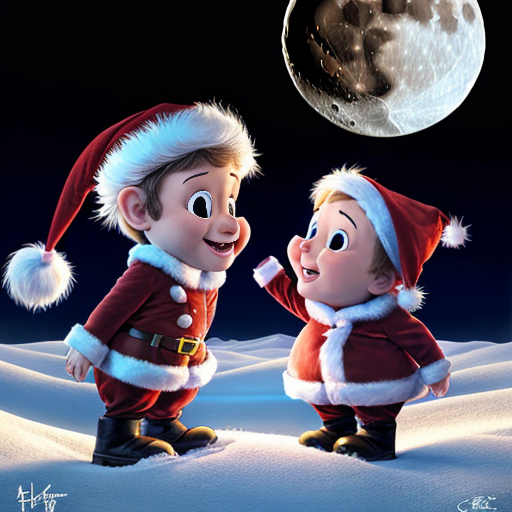 Star and the moon christmas cartoon