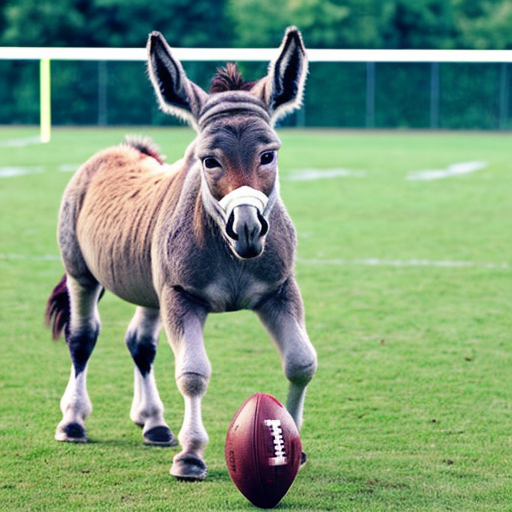 donkey playing football
