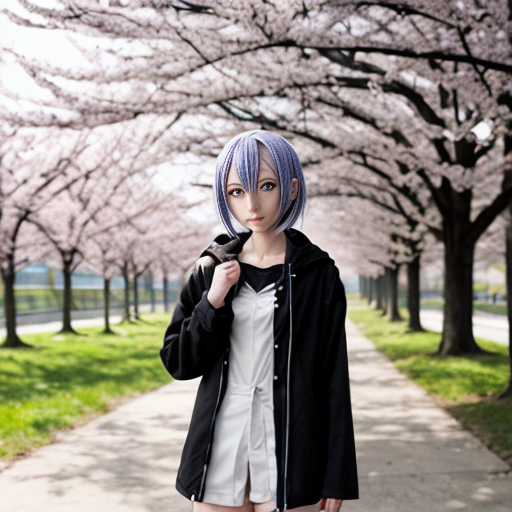 Создай мне фон где есть аниме персонаж и погода весеняя