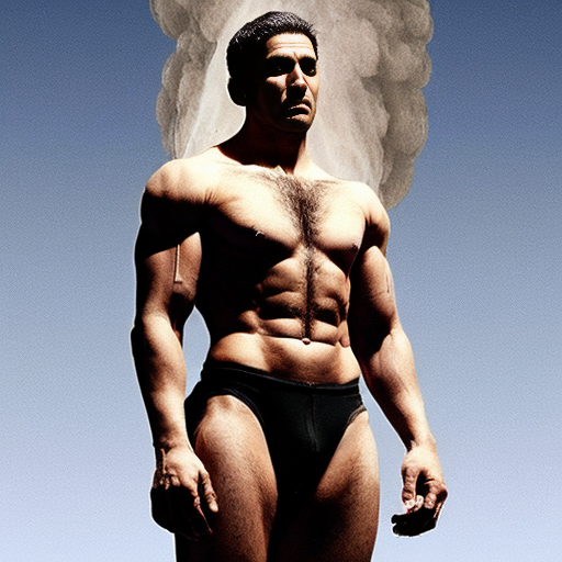 a ginat that is skineless and his body is releasing steam and his body is releasing too much heat and is around 60 meters tall